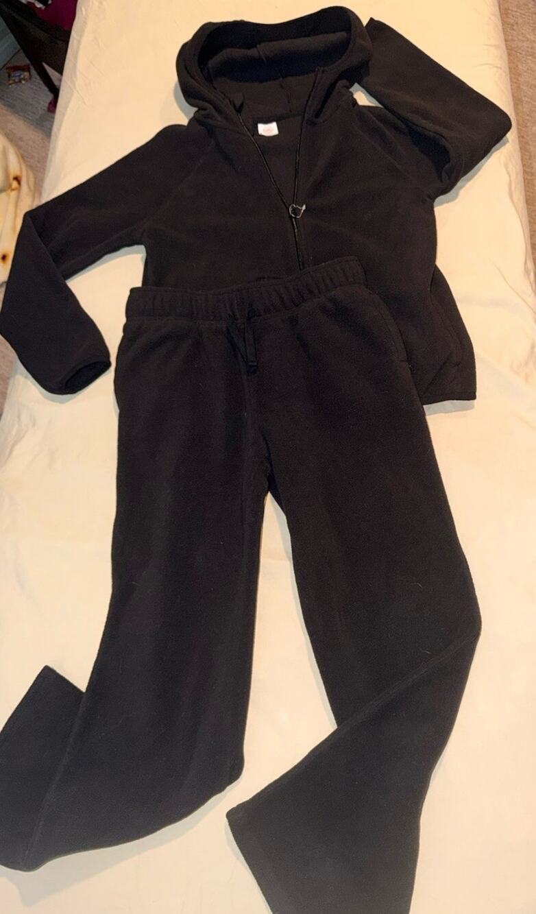 Girls 2 Pc Outfit Jacket And Wide Leg Joggers Black Size 10/12
